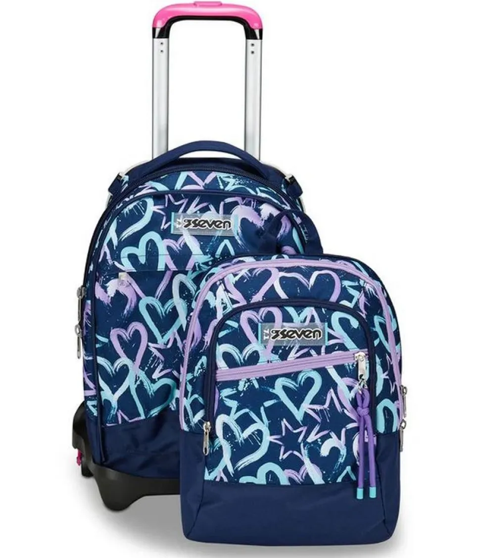 Trolley scuola Seven Jack 3 ruote Detach Crystal Purple