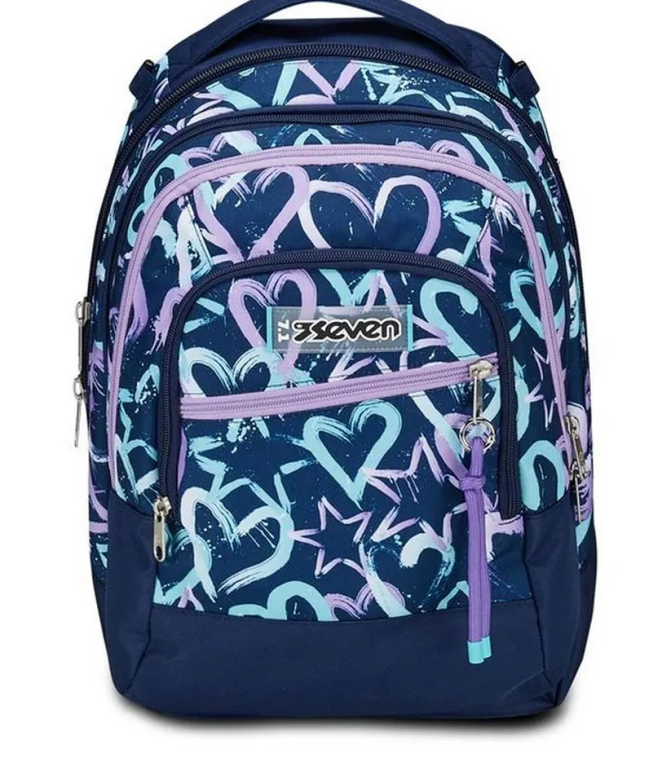 Trolley scuola Seven Jack 3 ruote Detach Crystal Purple