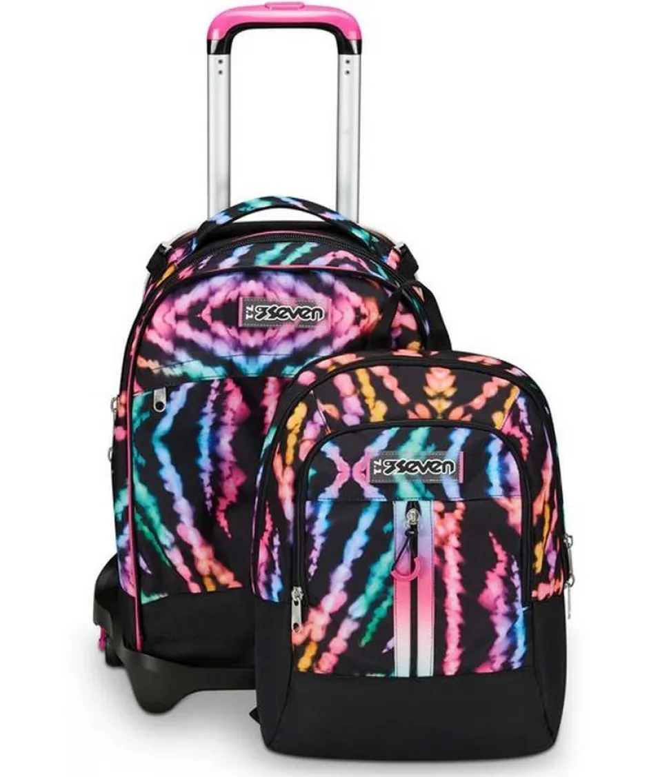 Trolley scuola Seven Jack 3 ruote Detach Multi-Shade Girl