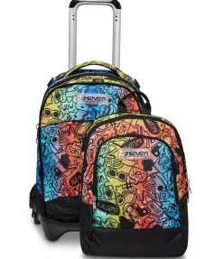 Trolley scuola Seven Jack 3 ruote Detach Fluo Stamp