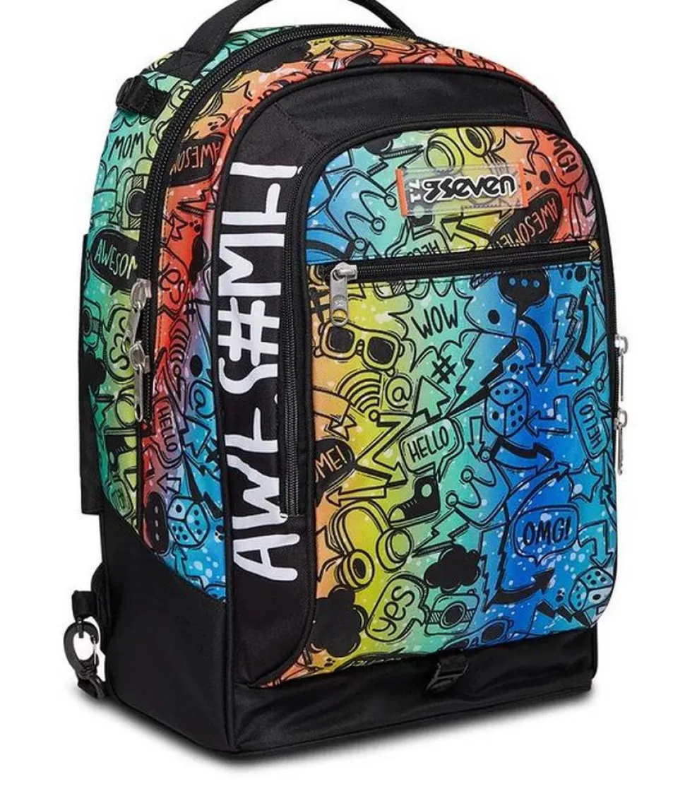 Trolley scuola Seven Jack 3 ruote Fluo Stamp