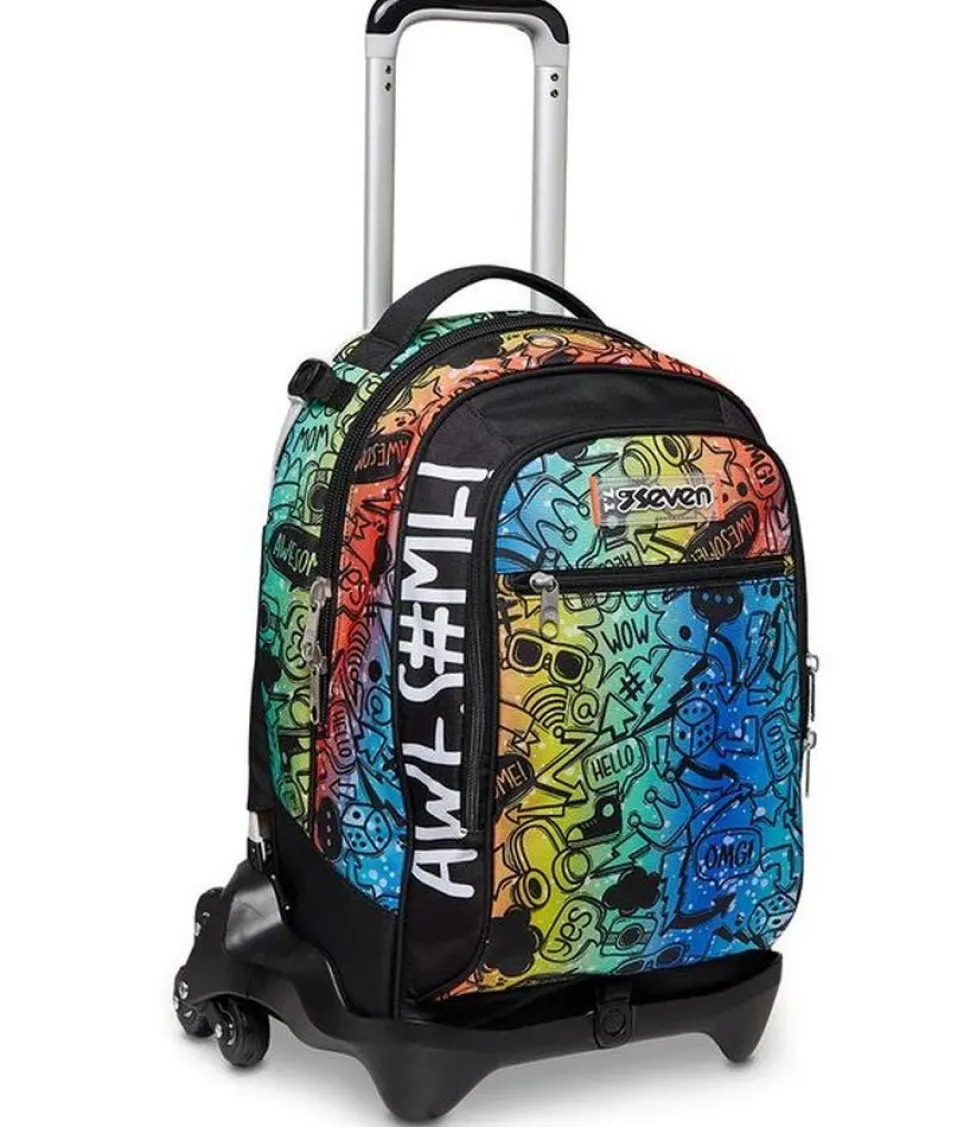 Trolley scuola Seven Jack 3 ruote Fluo Stamp