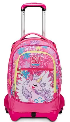 Trolley scuola SJ Jack 3 ruote Unicorn Led