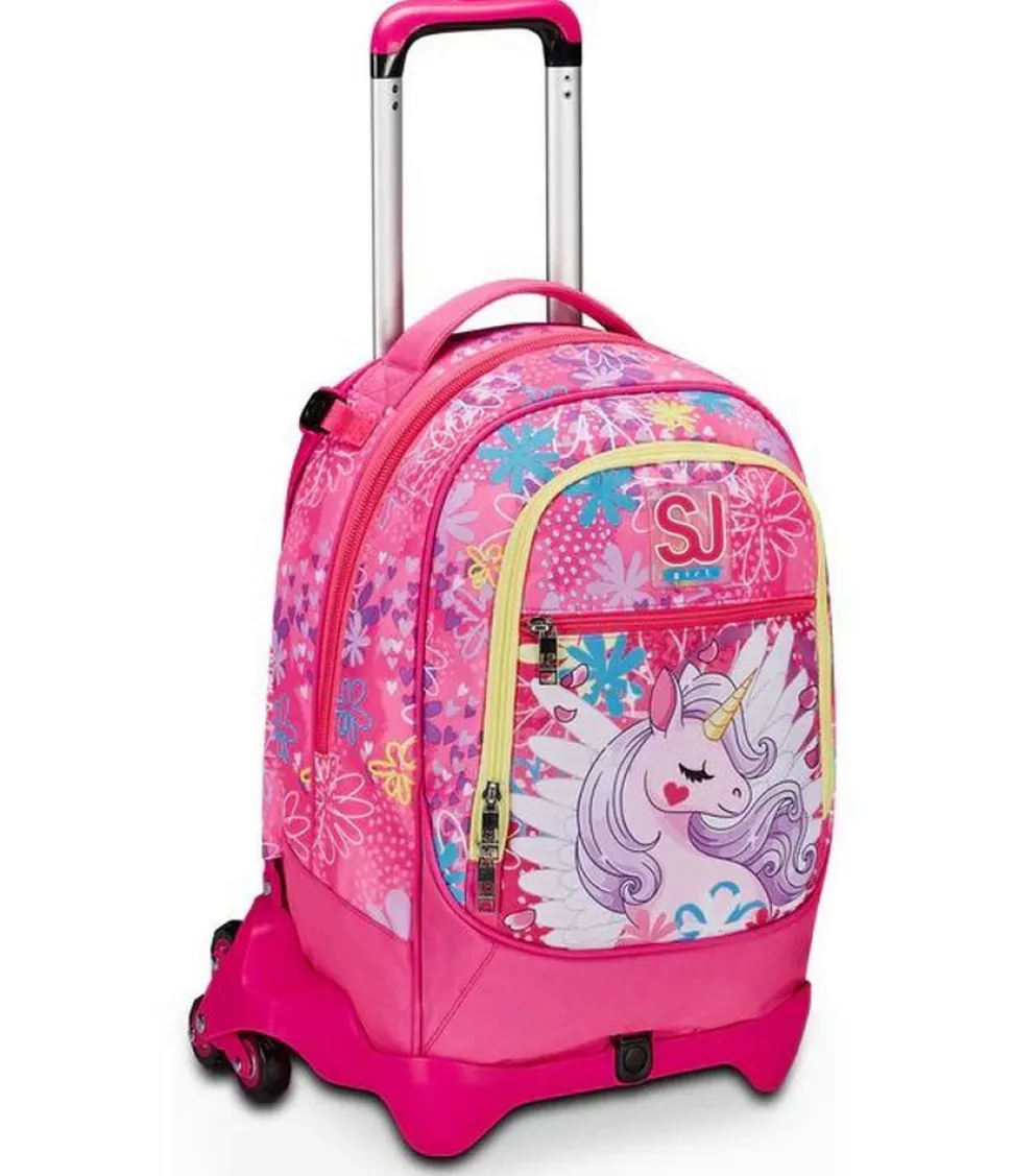 Trolley scuola SJ Jack 3 ruote Unicorn Led