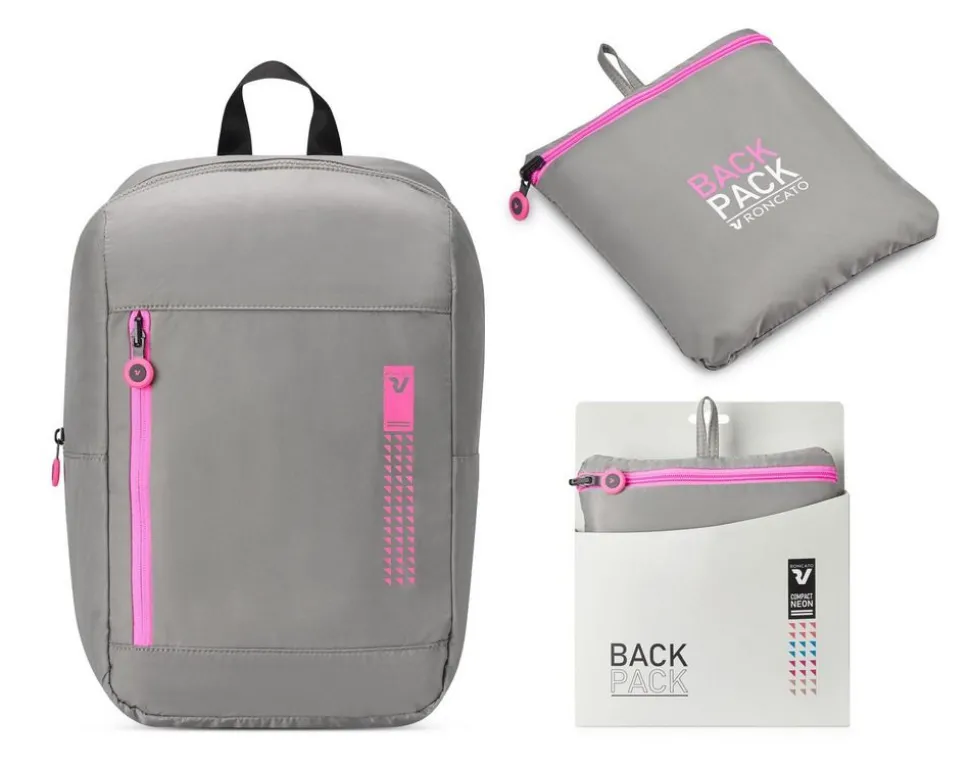 Zaino cabina pieghevole Ryanair 40x20x25 Roncato Compact Neon 2010 Grigio