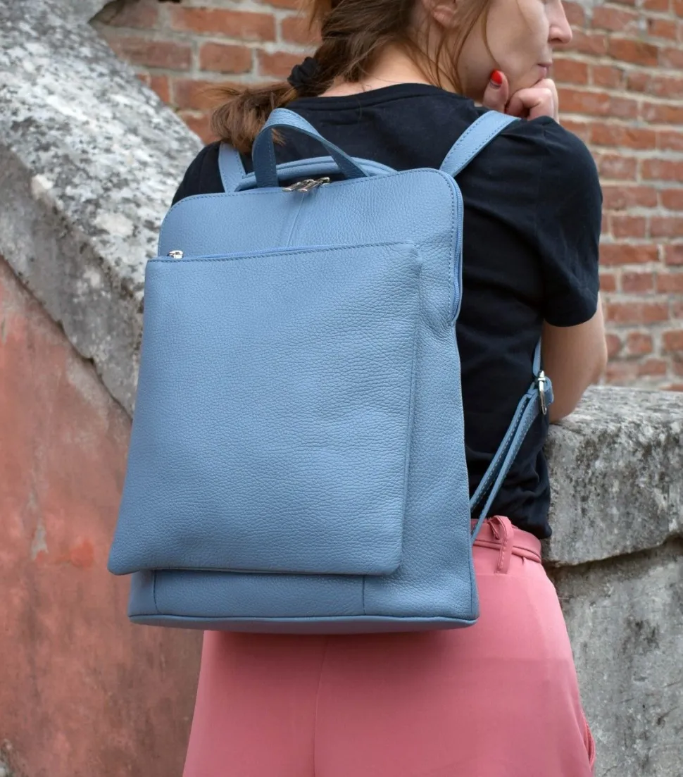 Zaino donna in pelle 001 Blu