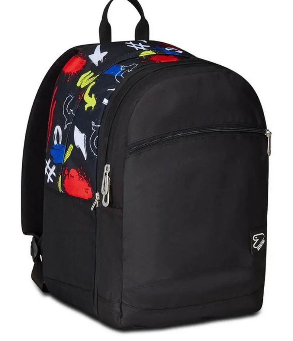Zaino Seven The Double Pro XXL Detach Reversibile Graffiti Load Jet Black